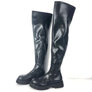 JEFFREY CAMPBELL Break Over the knee Lug Sole Thigh High Faux Leather Boots